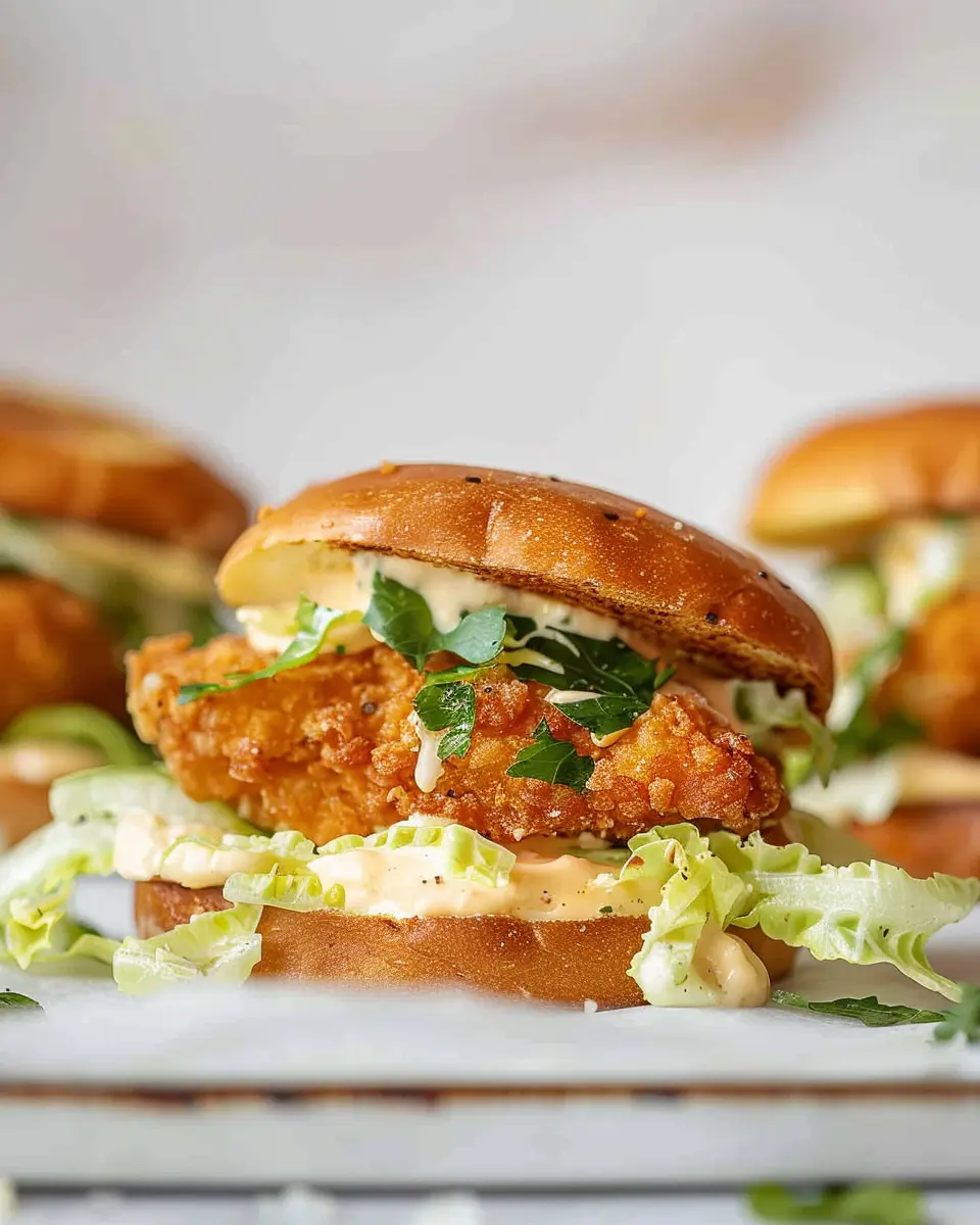 Crispy Chicken Caesar Sandwiches with Turkey Bacon and Chicken Ham