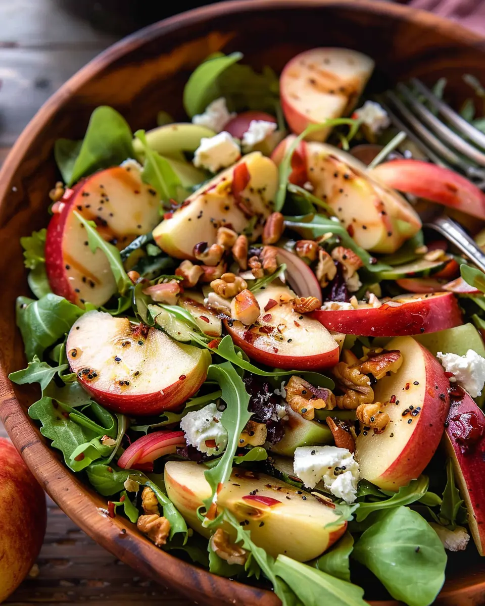 Autumn Harvest Honeycrisp Apple and Feta Salad Delight with Turkey Bacon